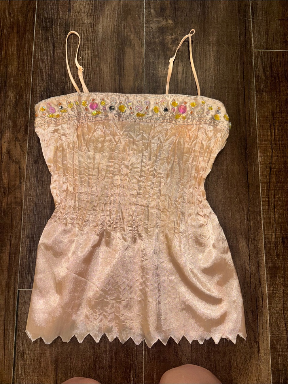 Y2K Sweet by Miss Me Women's Size M Embroidered Beaded Peach Color Cami Tank Top